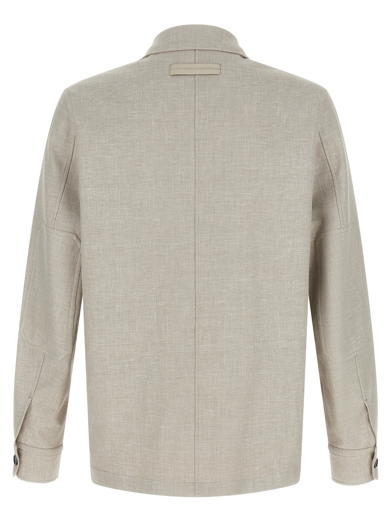 ZEGNA Gray Linen Blouse - Luxury Overshirt for Men