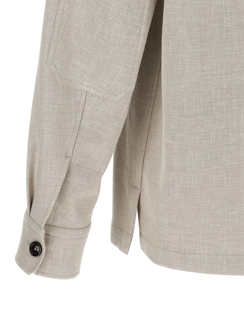ZEGNA Gray Linen Blouse - Luxury Overshirt for Men