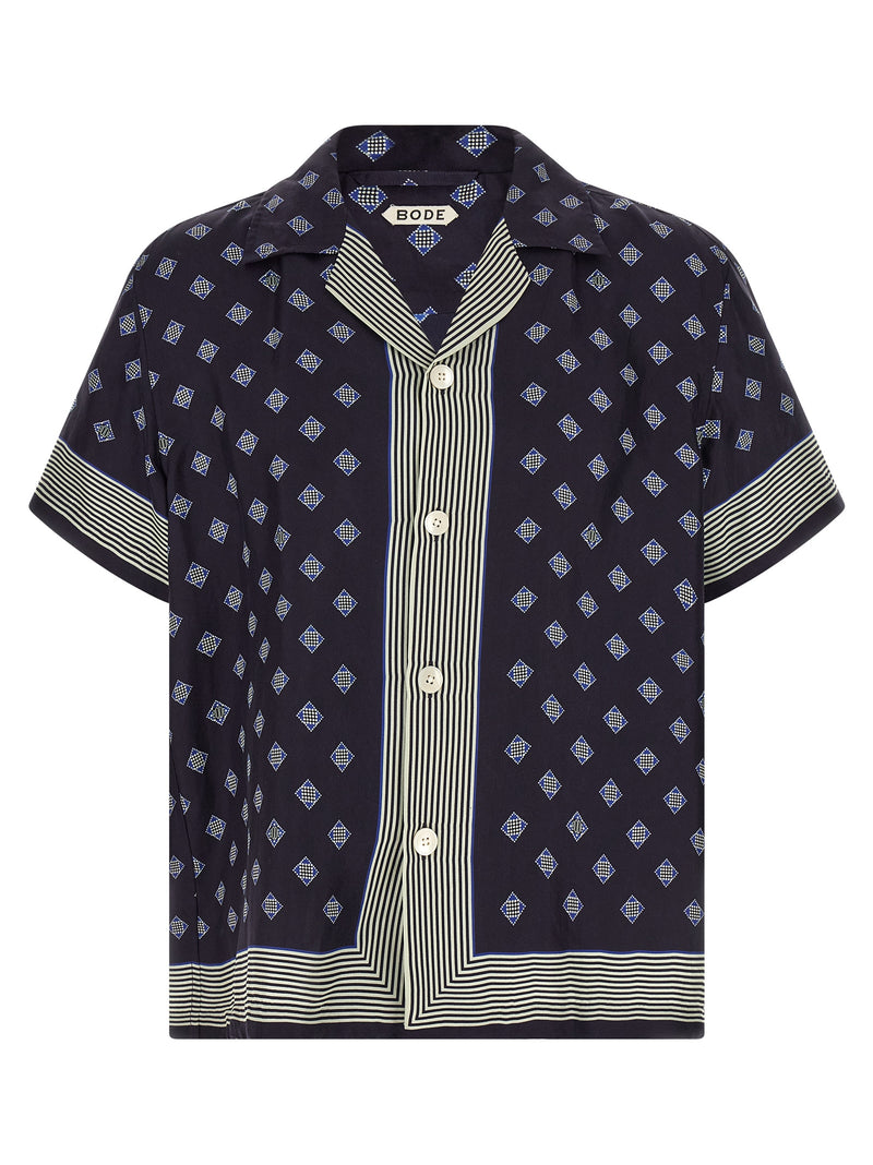 BODE Foyer Diamond Blue Silk Blouse