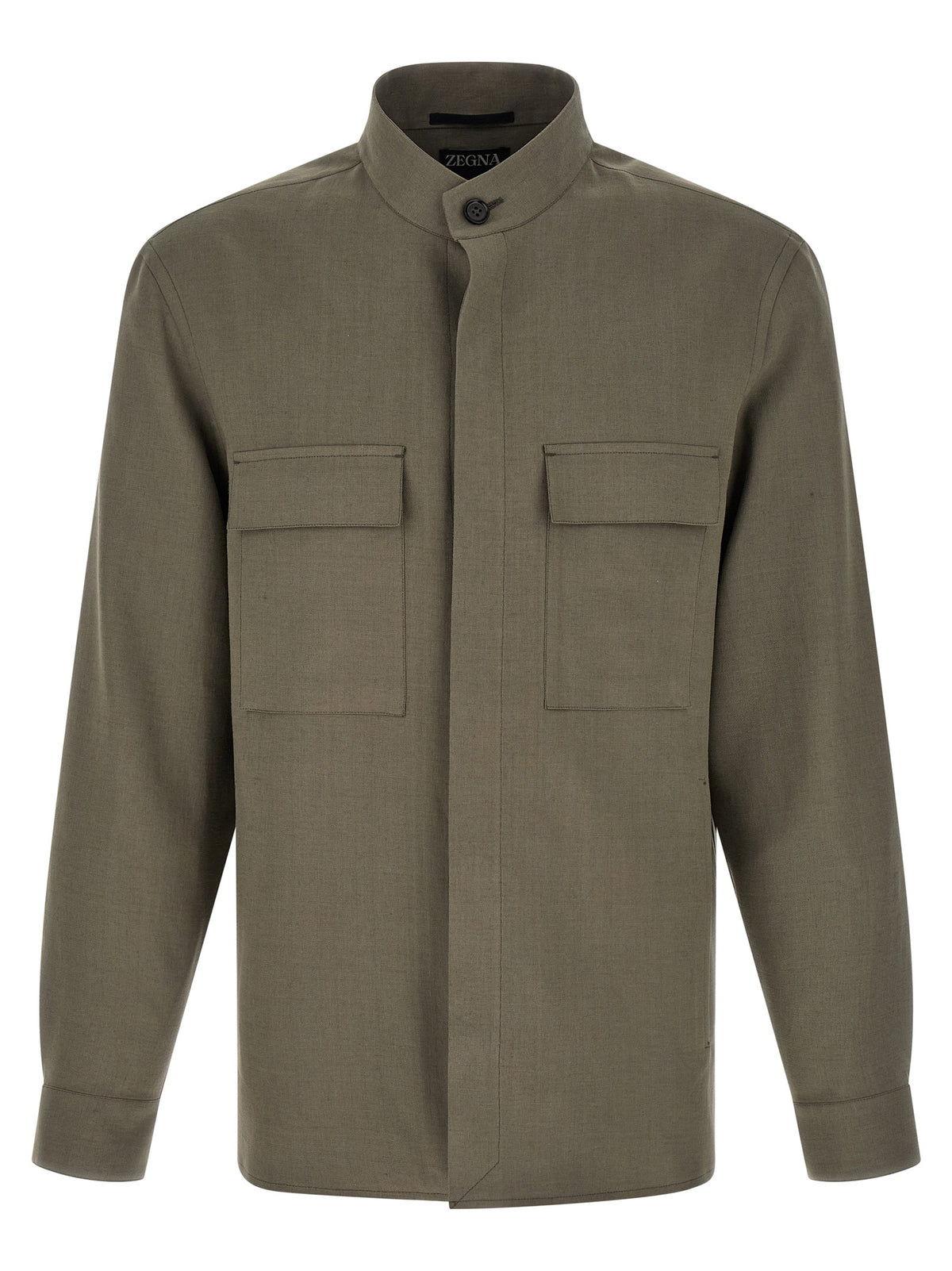 ZEGNA Oasi Lino Gray Linen Blouse for Men