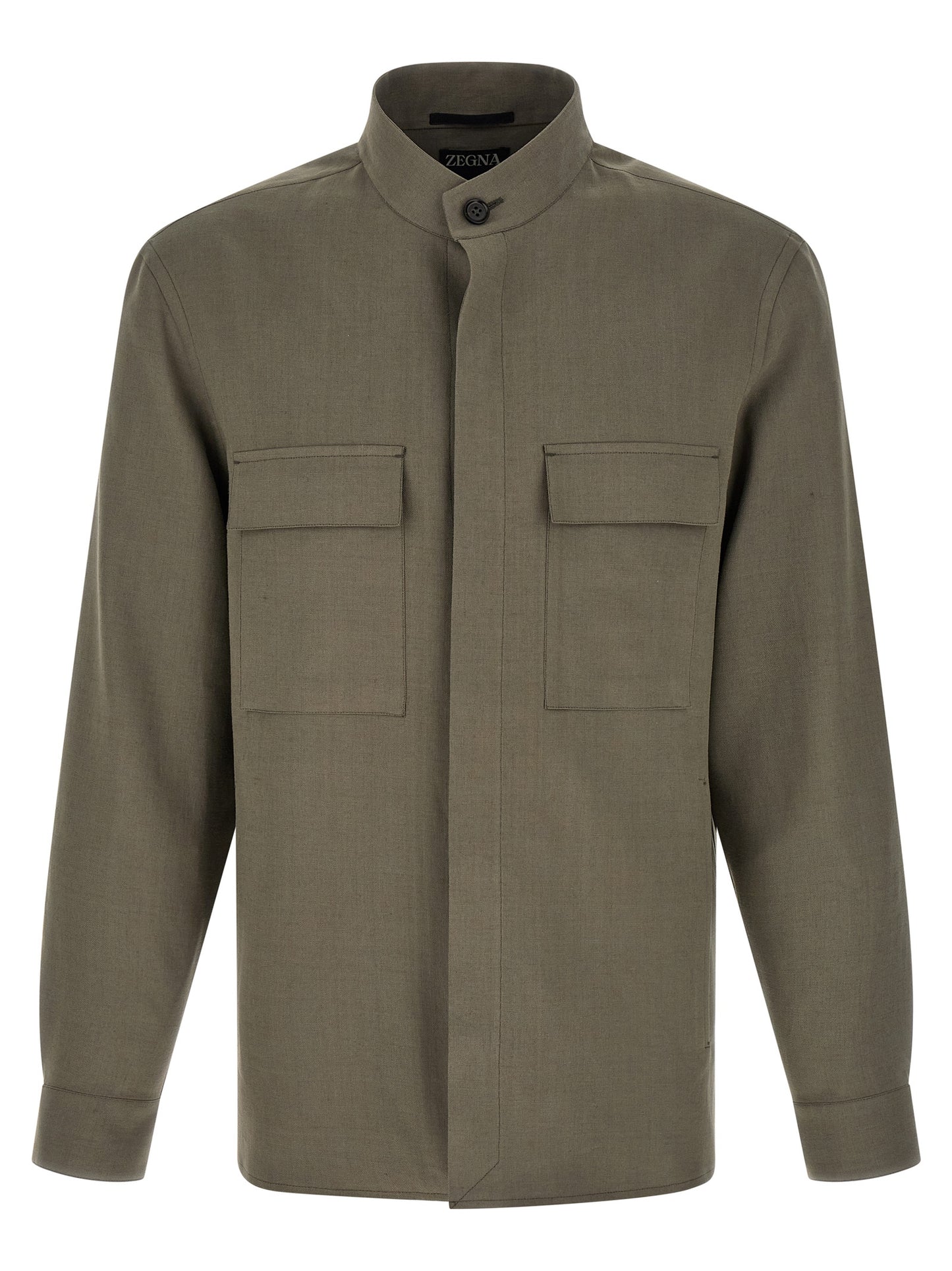 ZEGNA Gray Linen Blouse