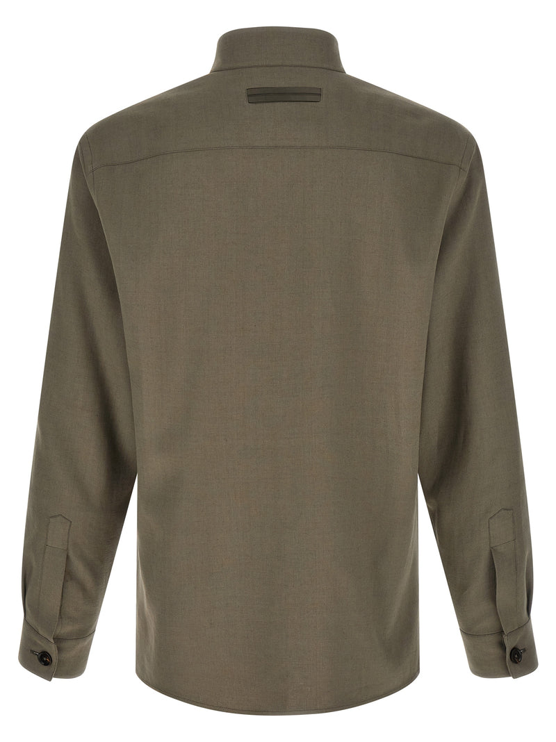 ZEGNA Oasi Lino Gray Linen Overshirt for Men