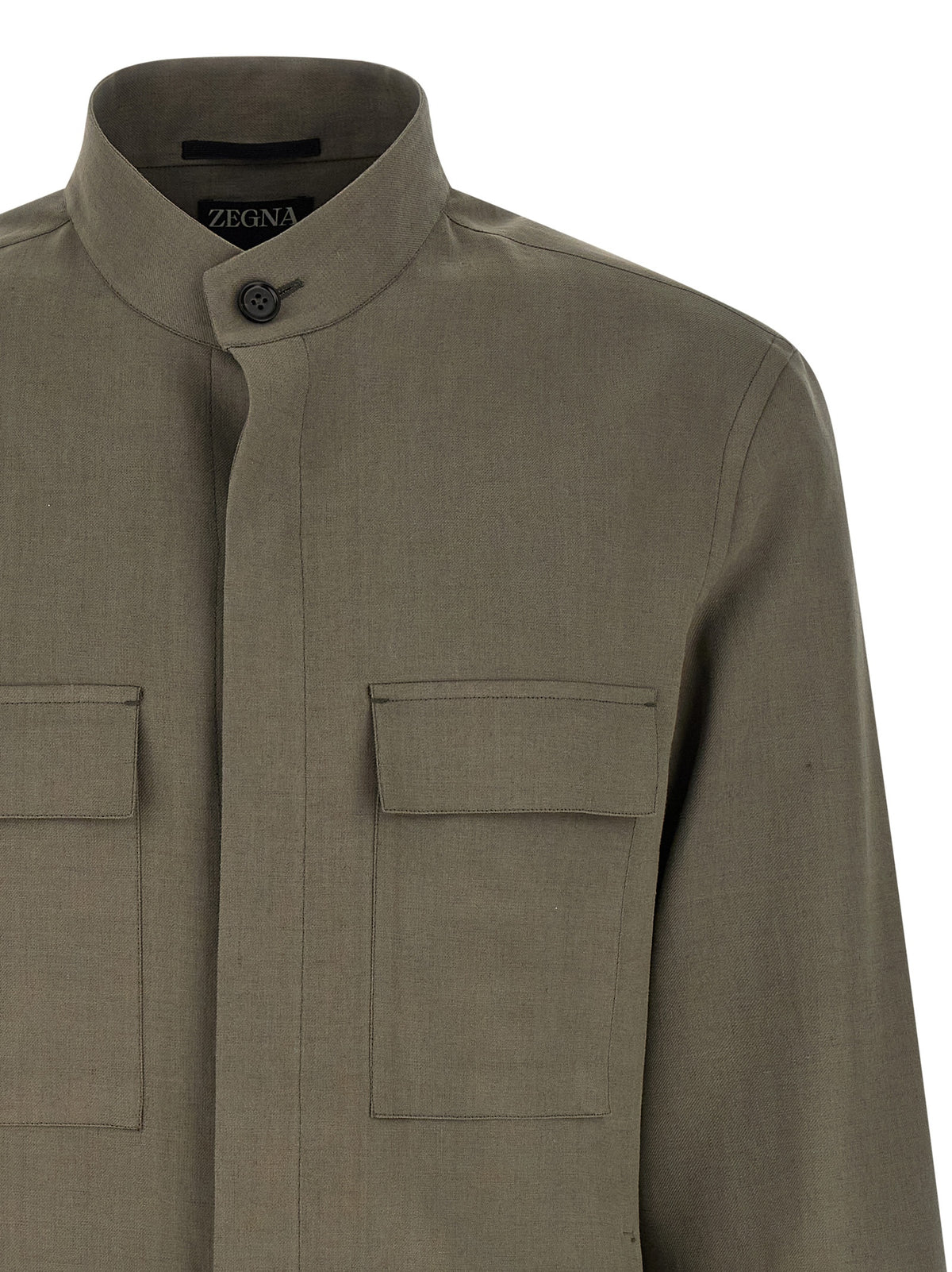 ZEGNA Oasi Lino Gray Linen Blouse for Men