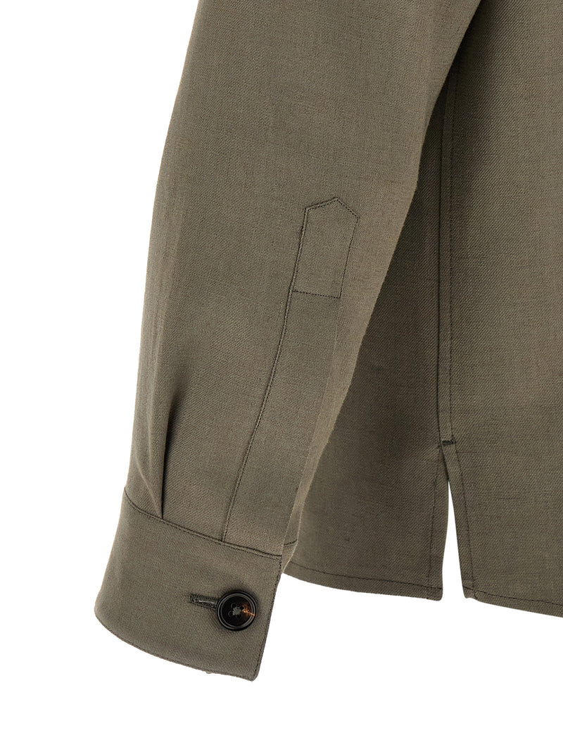 ZEGNA Oasi Lino Gray Linen Overshirt for Men