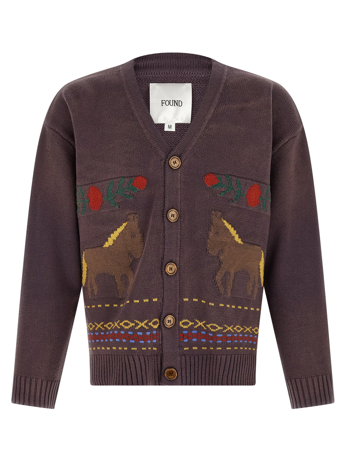 FOUND Brown Cotton Cardigan