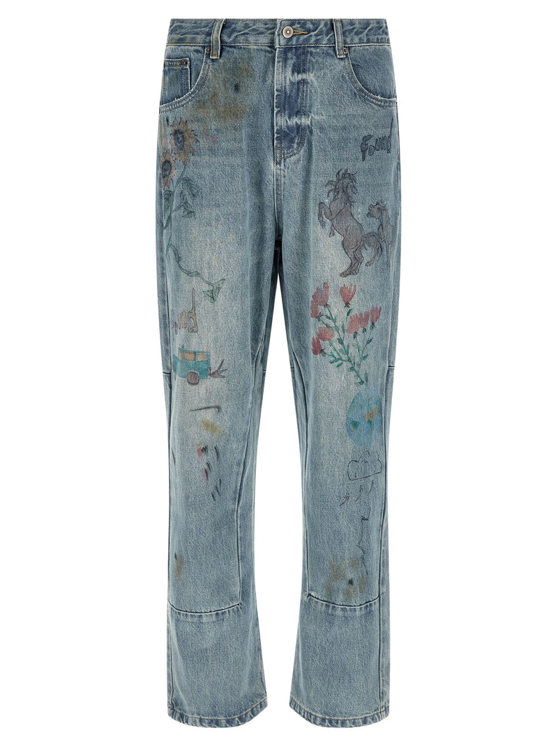 TROUVÉ Jean Bleu Coton Coupe Droite