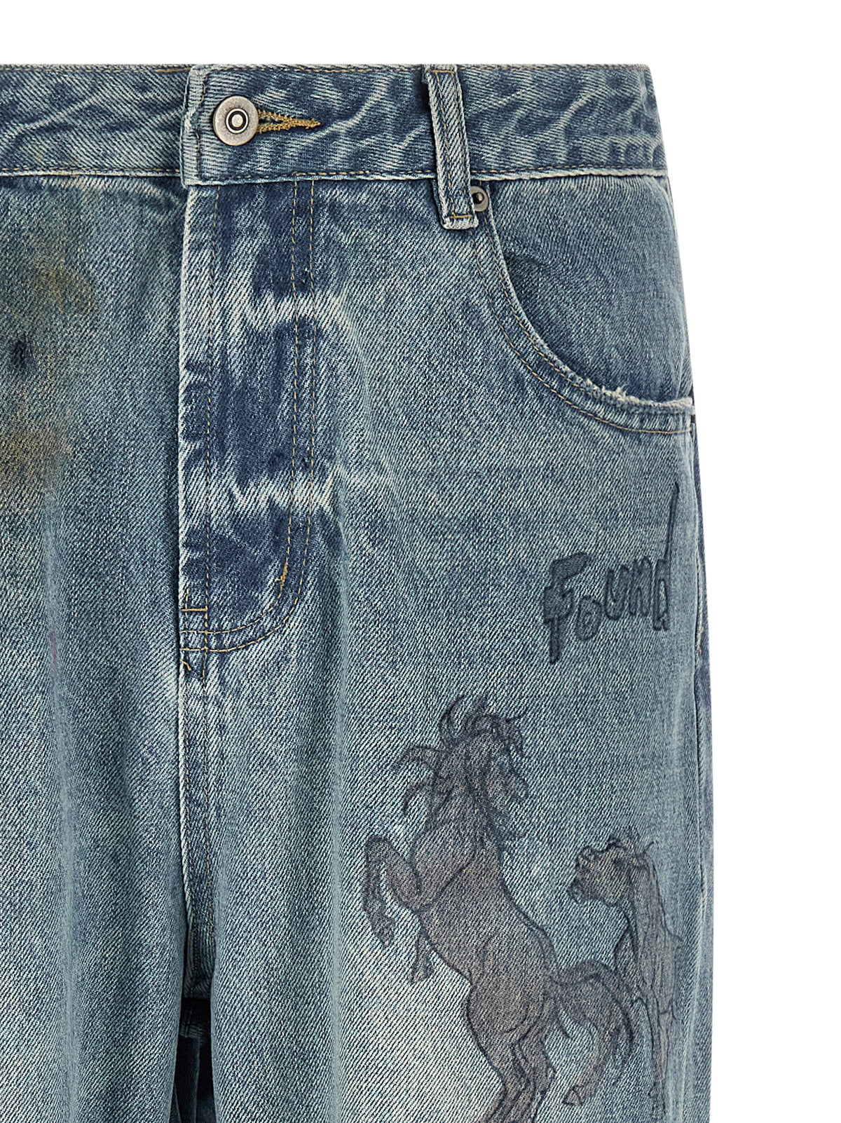 TROUVÉ Jean Bleu Coton Coupe Droite