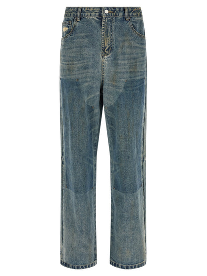 FOUND Blue Cotton Straight-Leg Jeans