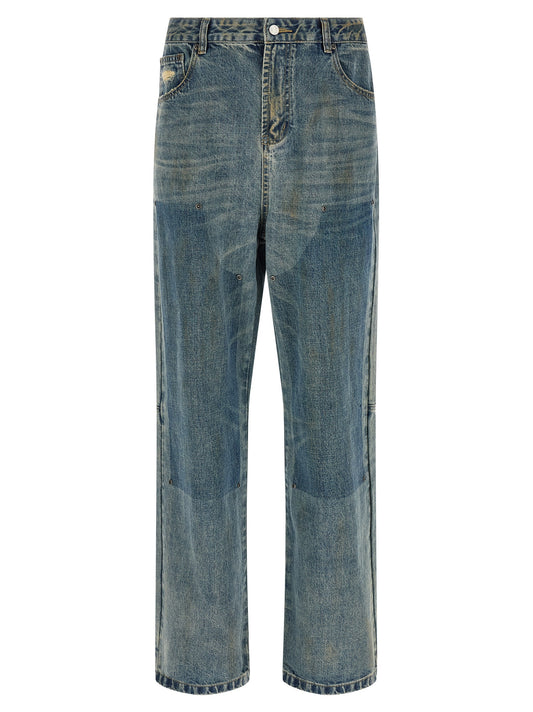 FOUND Blue Cotton Straight-Leg Jeans