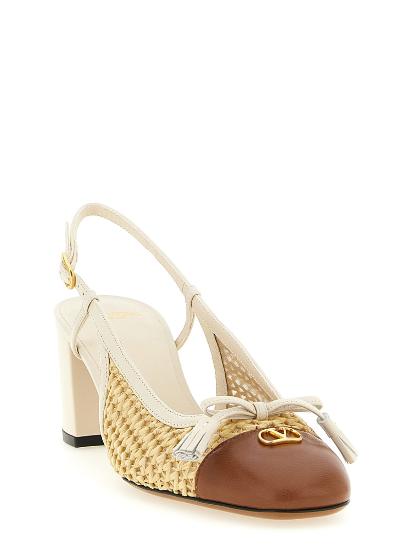 Valentino Garavani Beige Goatskin Mid Heel Pumps