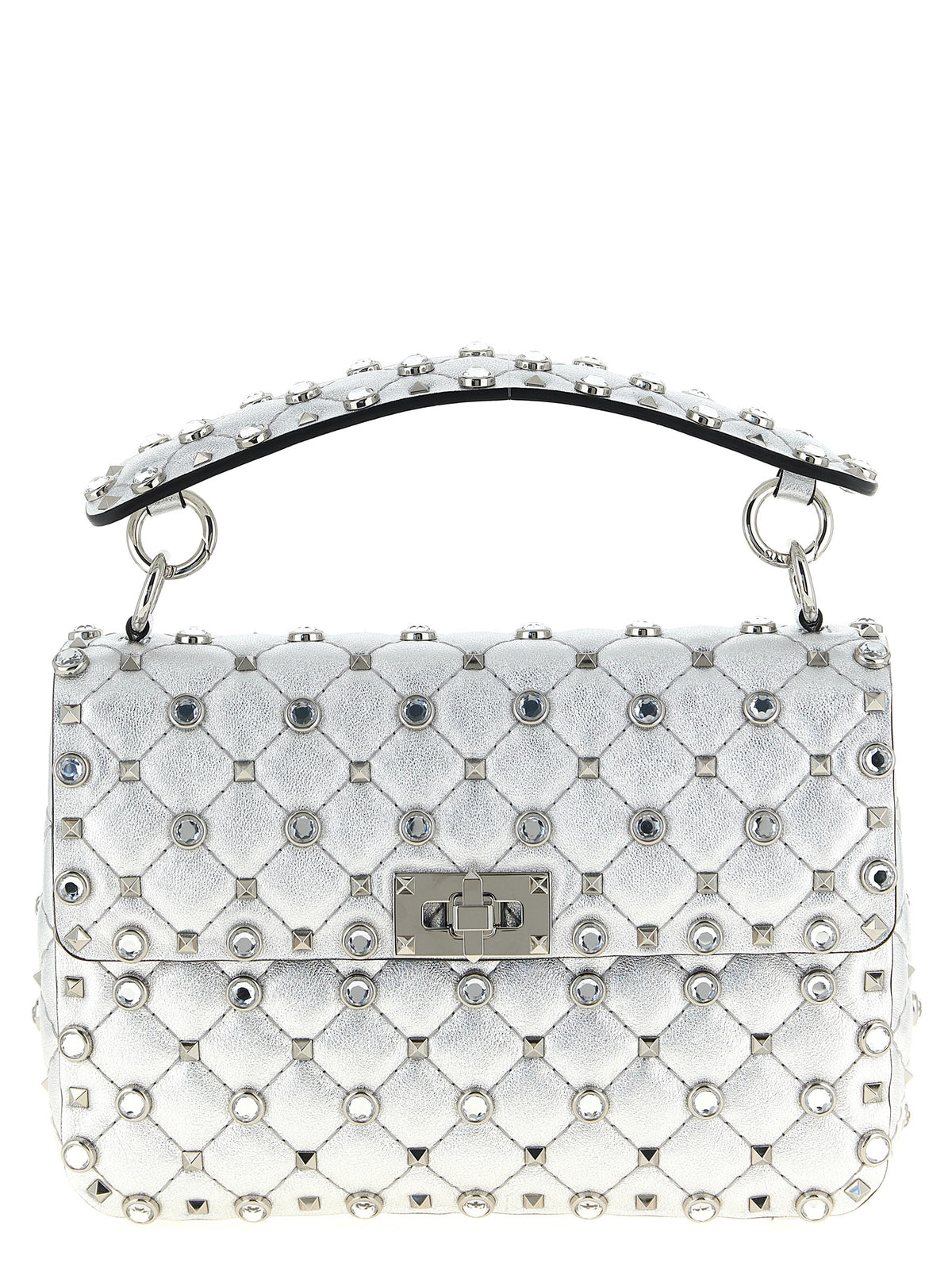 Sac bandoulière Valentino Garavani en cuir d'agneau argenté