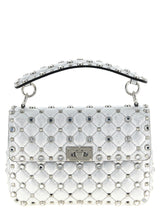 Sac bandoulière Valentino Garavani en cuir d'agneau argenté