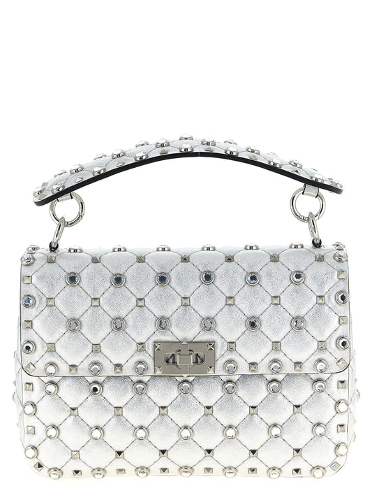 Sac bandoulière Valentino Garavani en cuir d'agneau argenté