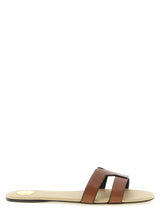Saint Laurent Mabrouka Brown Calfskin Slides for Women