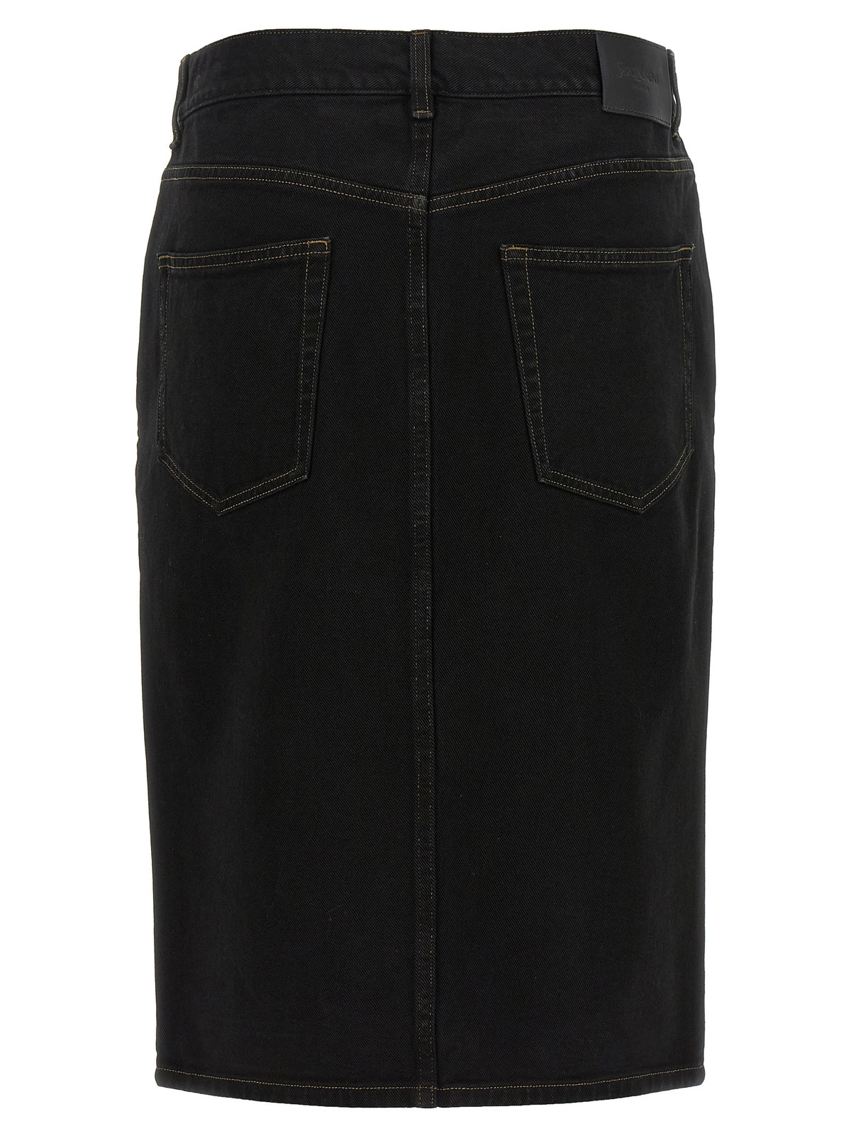 Saint Laurent Black Cotton Midi Skirt - Elegant Pencil Design