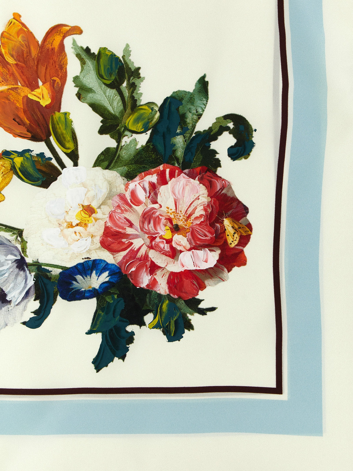 Maison Margiela White Silk Scarf - Iconic Floral Design