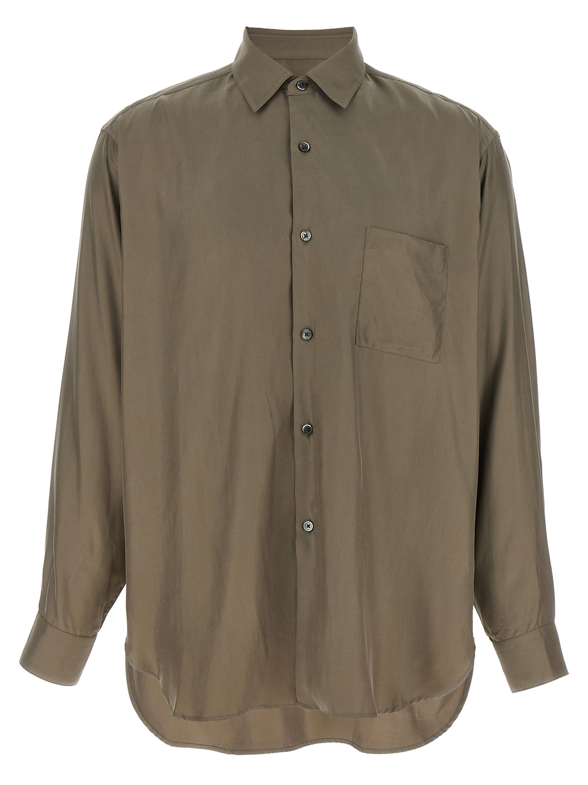 SSSTEIN Gray Copper Blouse - Elegant Shiny Cupro Twill Shirt