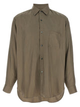 SSSTEIN Gray Copper Blouse - Elegant Shiny Cupro Twill Shirt