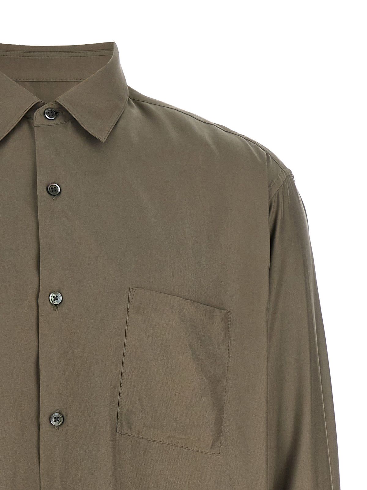 SSSTEIN Gray Copper Blouse - Elegant Shiny Cupro Twill Shirt