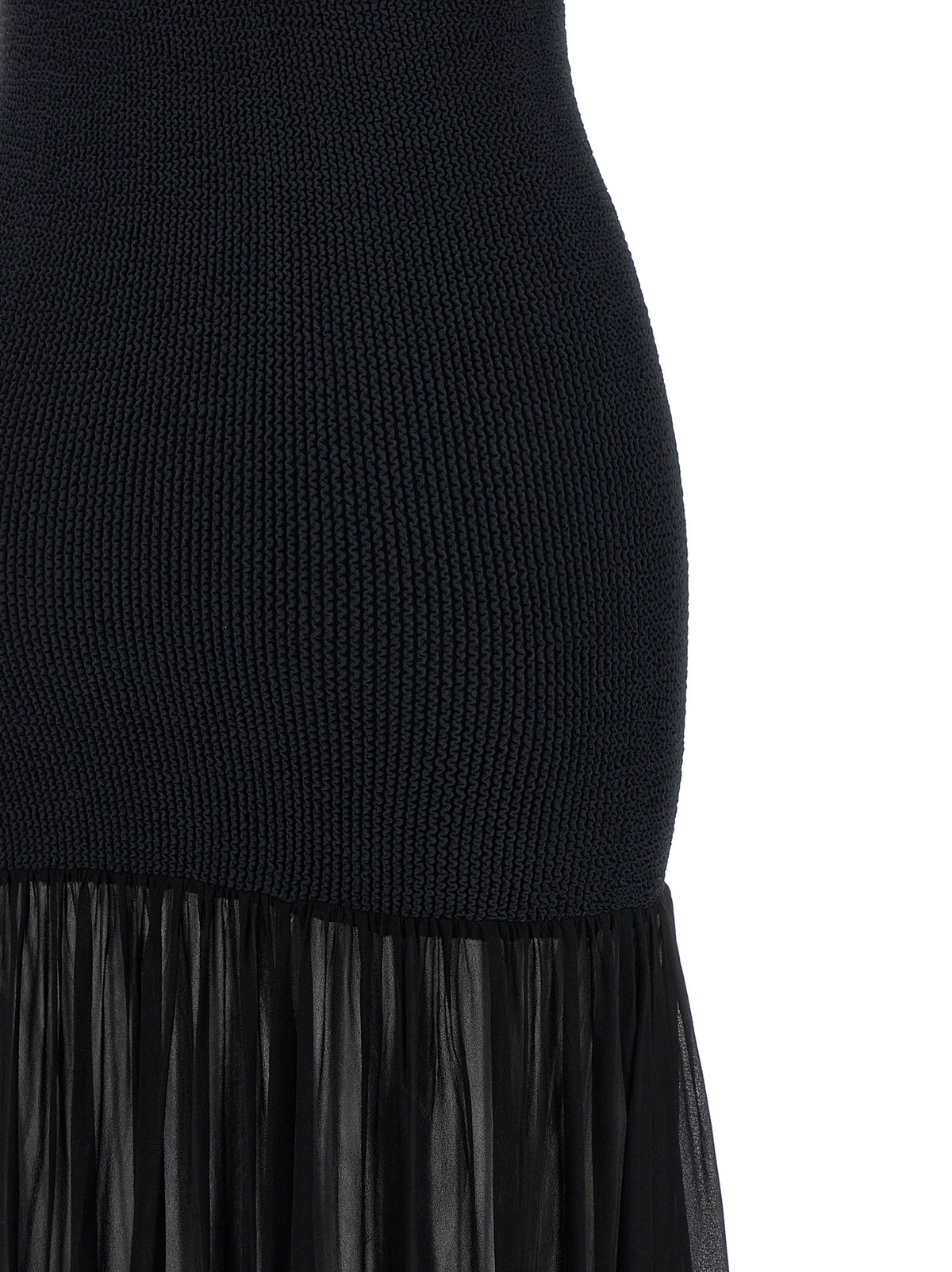 Hunza G Nancy Hybrid Black Long Dress - Elegant & Stylish