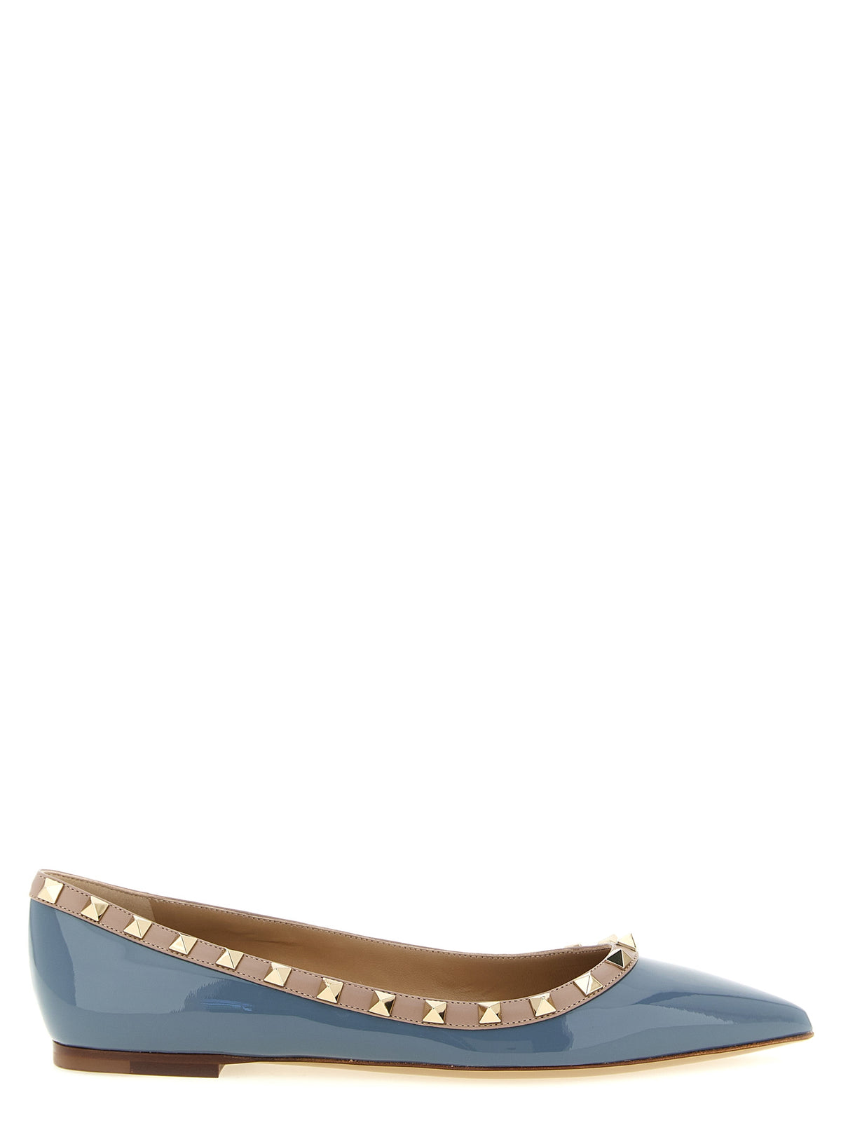 Valentino Garavani Gray Leather Rockstud Ballet Flats