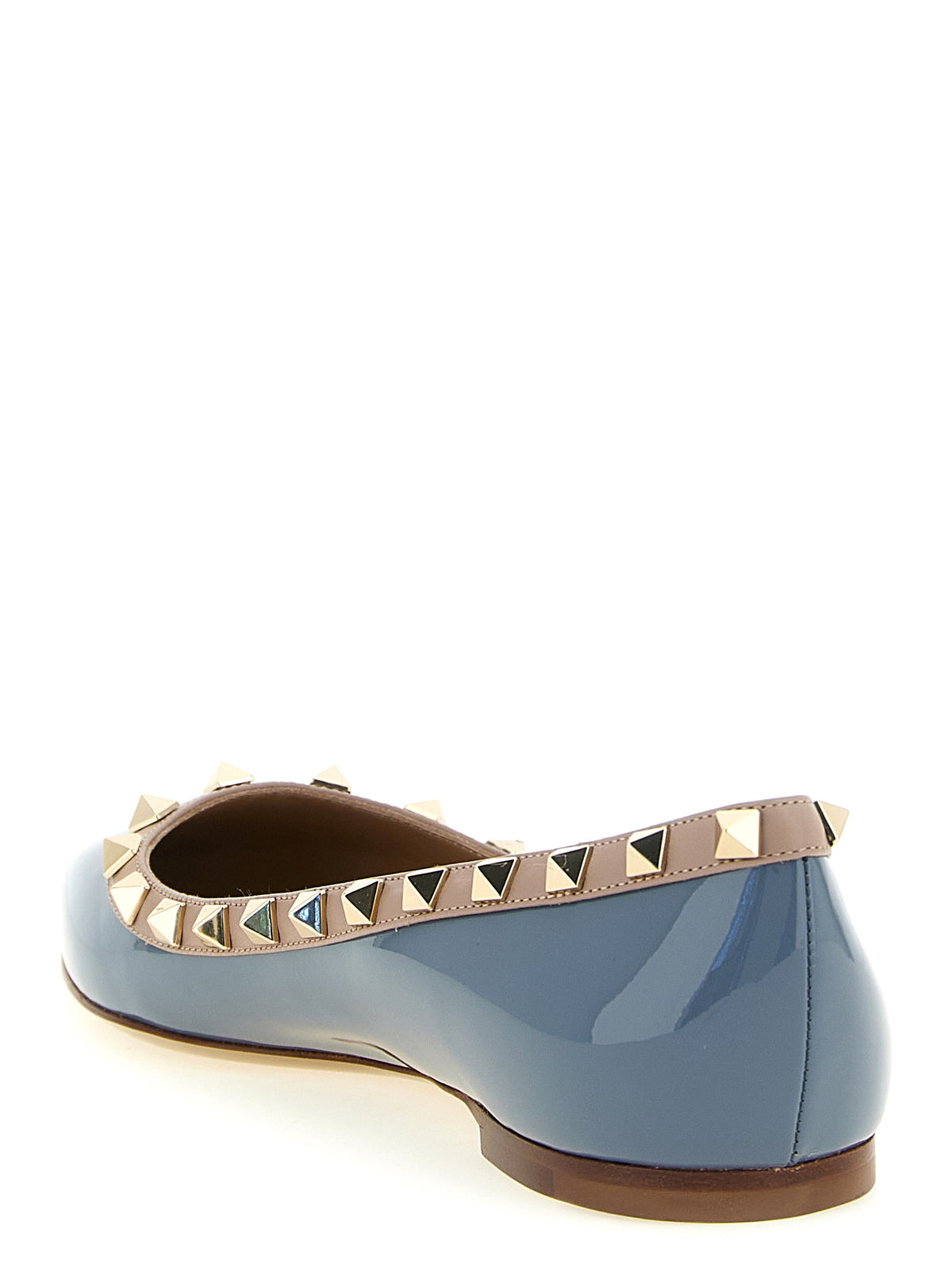 Valentino Garavani Gray Leather Rockstud Ballet Flats