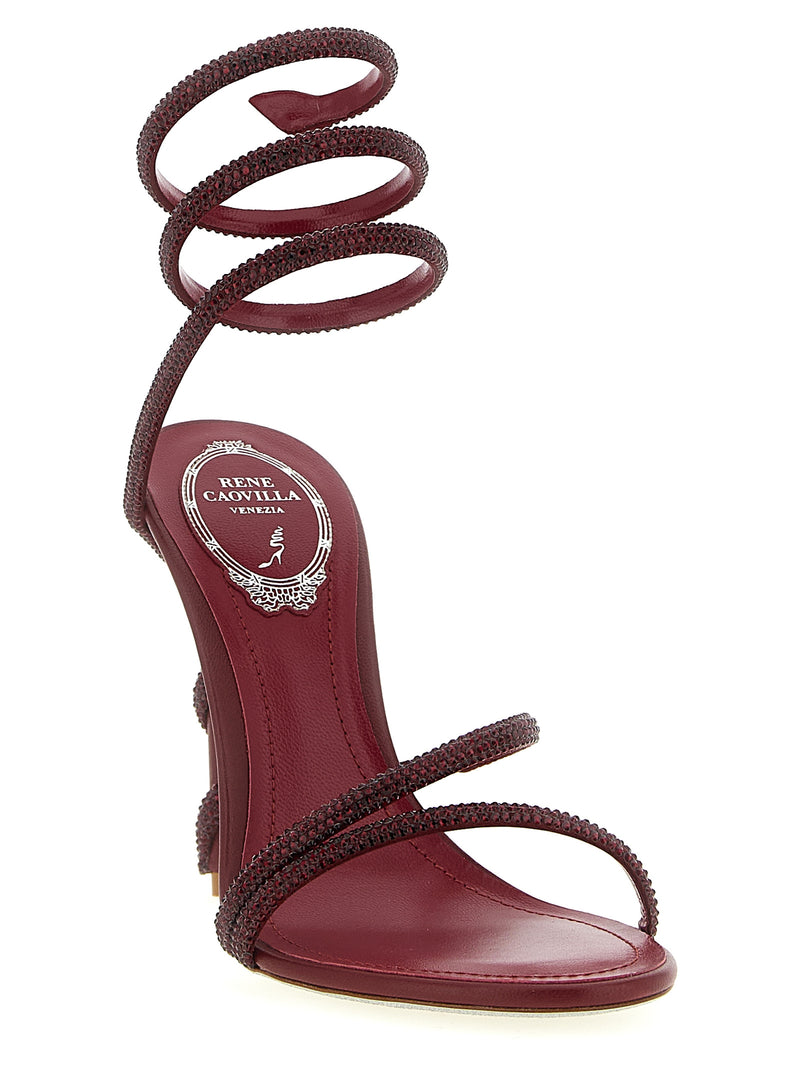 Sandales à talon aiguille en viscose bordeaux RENE CAOVILLA