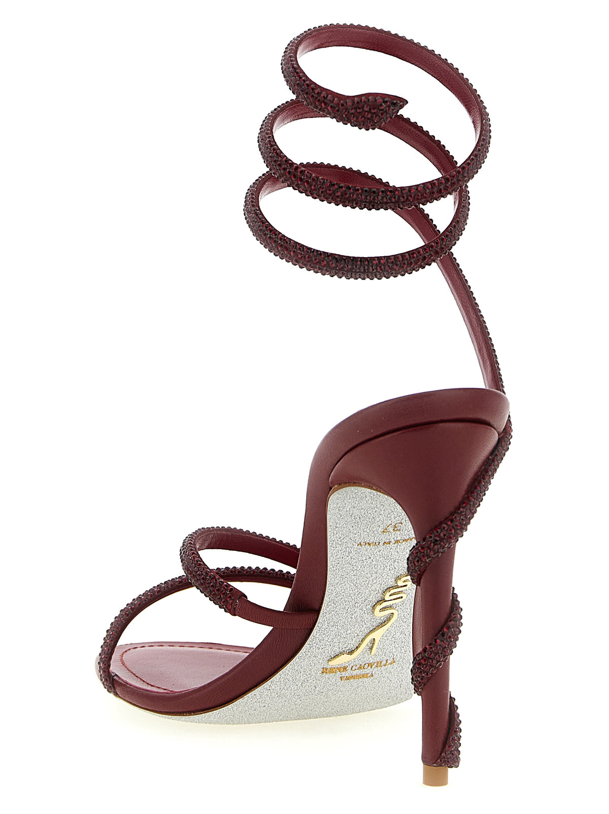 Sandales à talon aiguille en viscose bordeaux RENE CAOVILLA