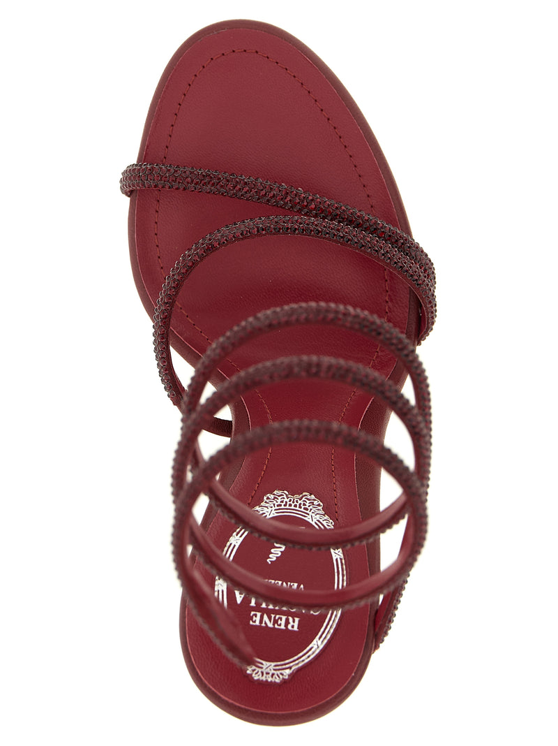 Sandales à talon aiguille en viscose bordeaux RENE CAOVILLA