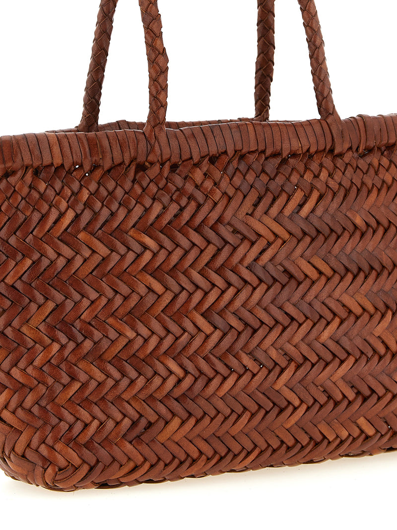 Dragon Diffusion Flat Gora Mini Handbag in Brown Calfskin