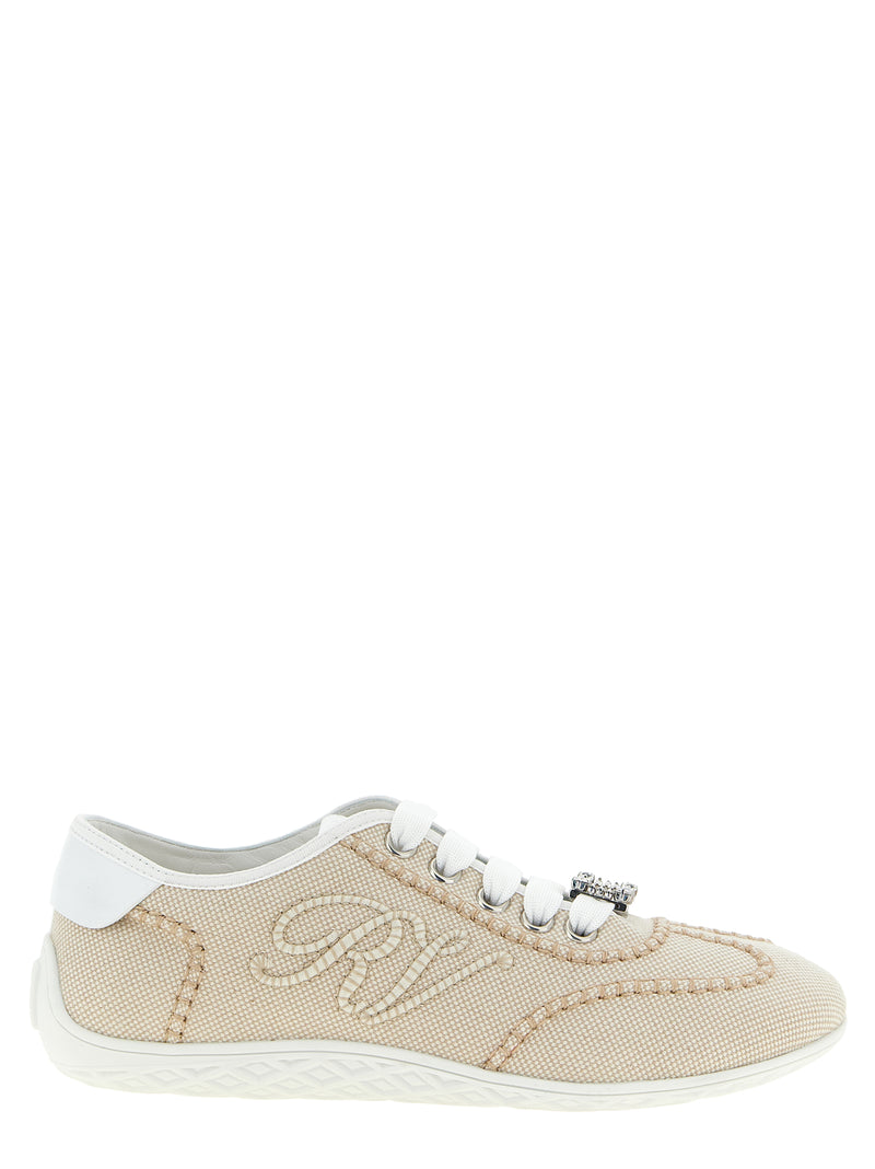 Roger Vivier Viv Low Beige Polyamide Low Top Sneakers