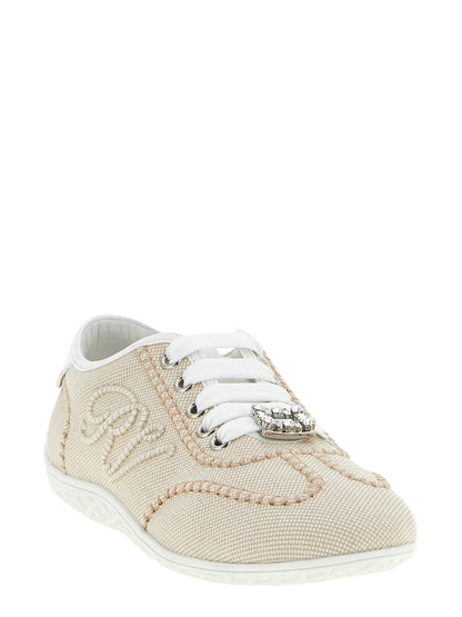 Roger Vivier Beige Polyamide Low Top Sneakers