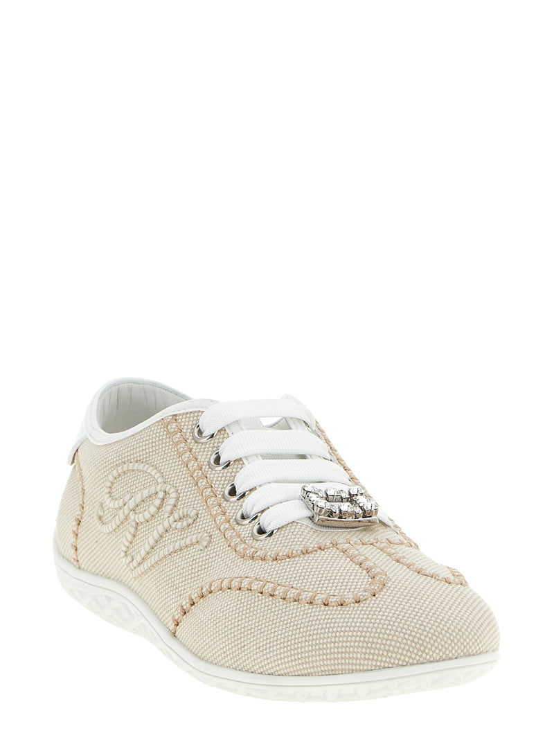 Roger Vivier Viv Low Beige Polyamide Low Top Sneakers