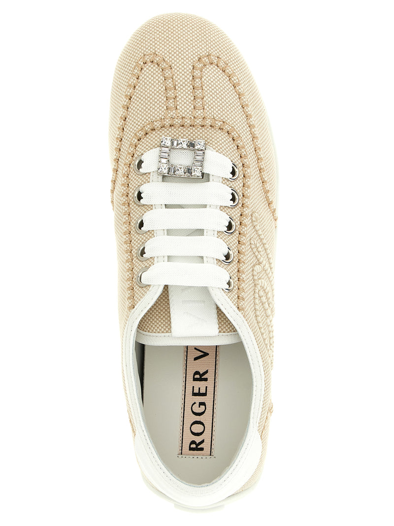 Roger Vivier Viv Low Beige Polyamide Low Top Sneakers