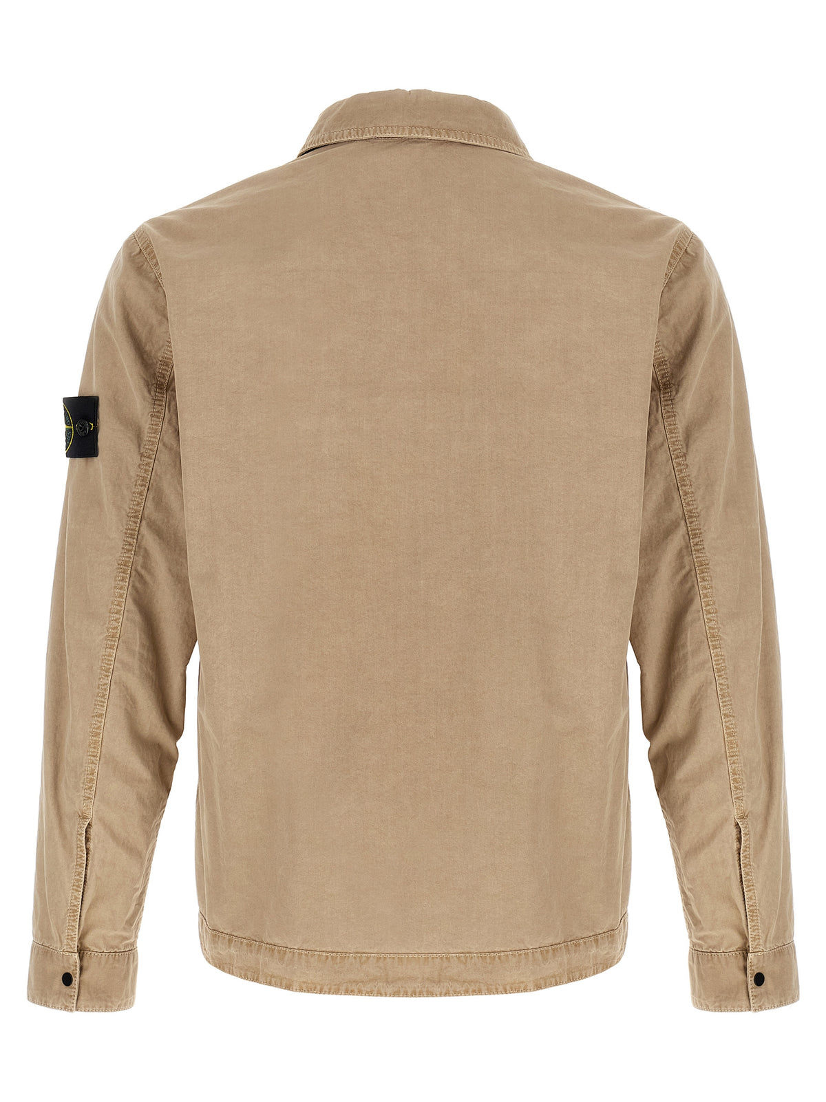 Stone Island Beige Cotton Blouse - Overshirt with Vintage Treatment