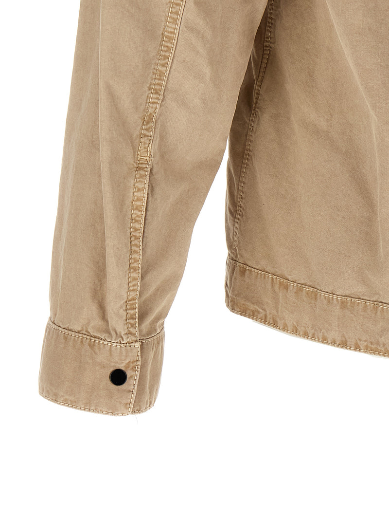 Stone Island Beige Cotton Blouse - Overshirt with Vintage Treatment
