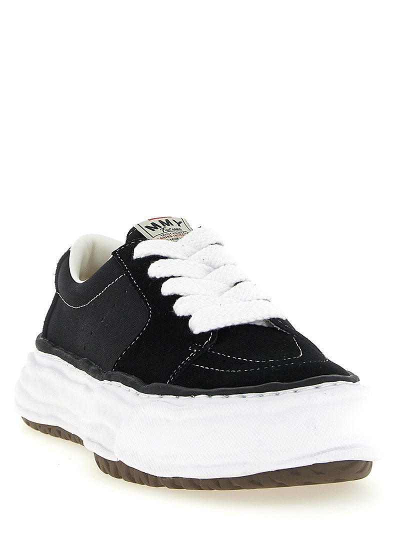 Baskets à plateforme en cuir de vachette noires Maison Mihara Yasuhiro