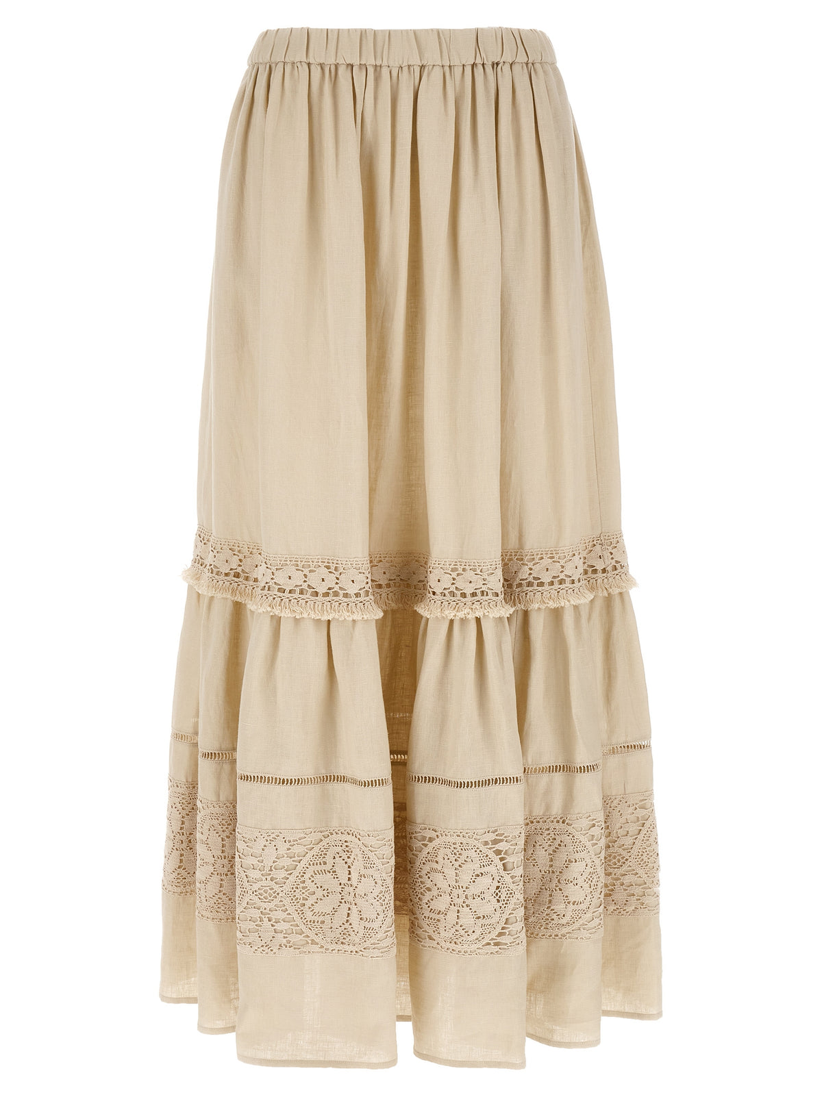 Max Mara WkiPallore Beige Linen Mini Skirt