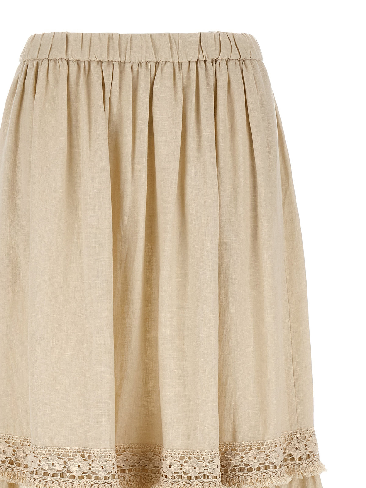 Max Mara WkiPallore Beige Linen Mini Skirt
