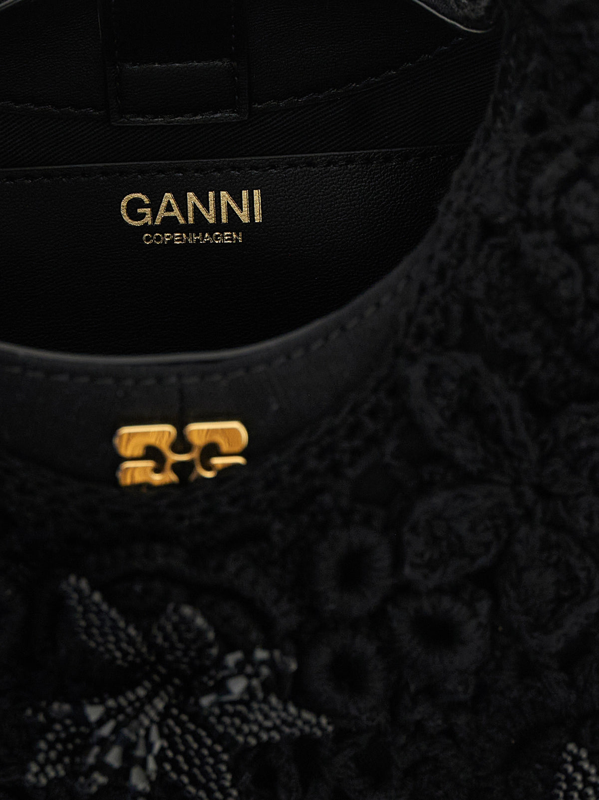 Sac à main Ganni en coton biologique noir