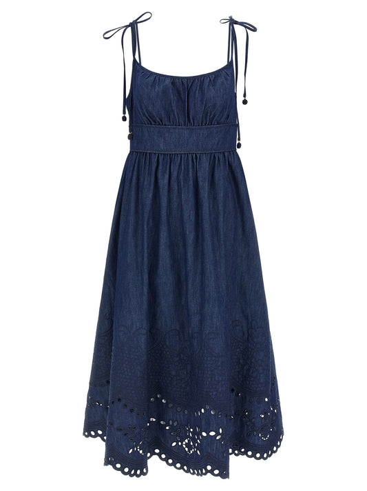 Robe midi Zimmermann en coton bleu