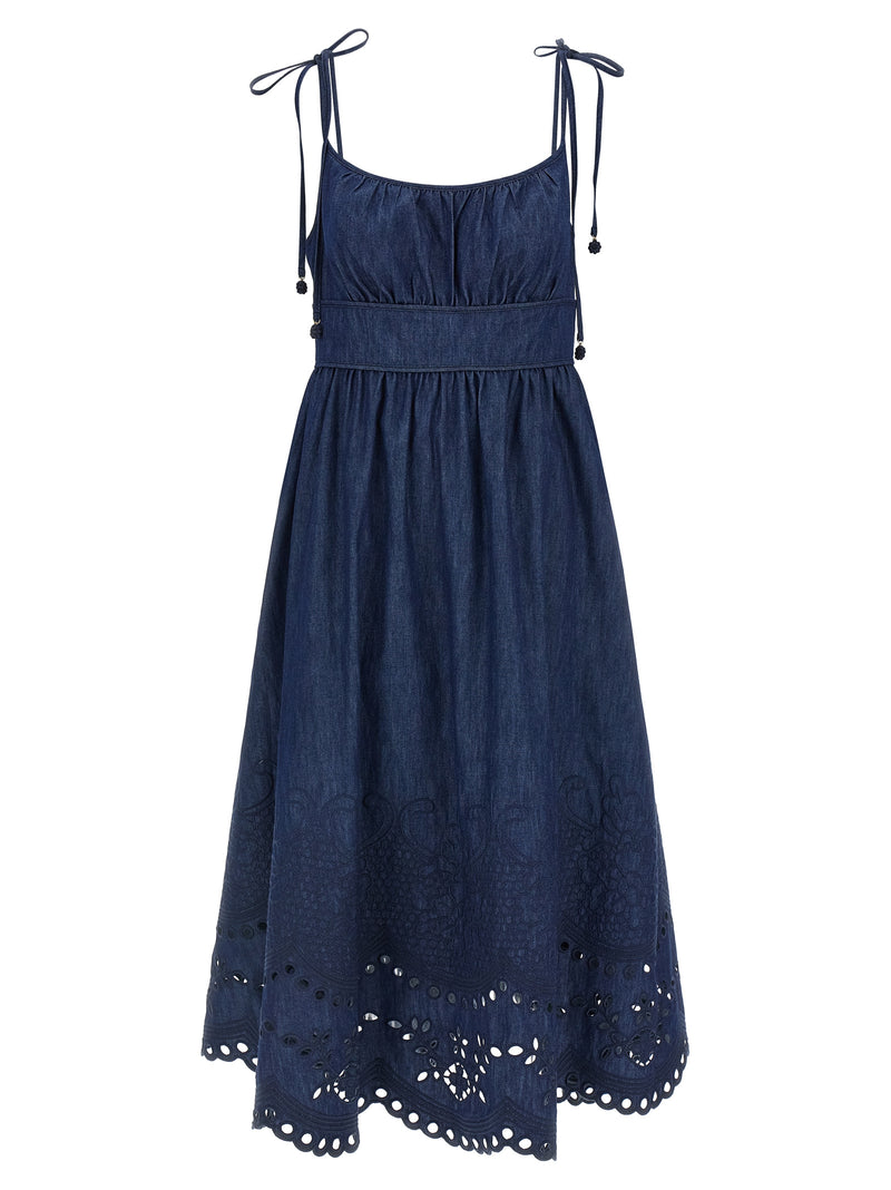 Robe midi Zimmermann en coton bleu