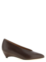 Escarpins Jil Sander en veau marron à talon mi-haut