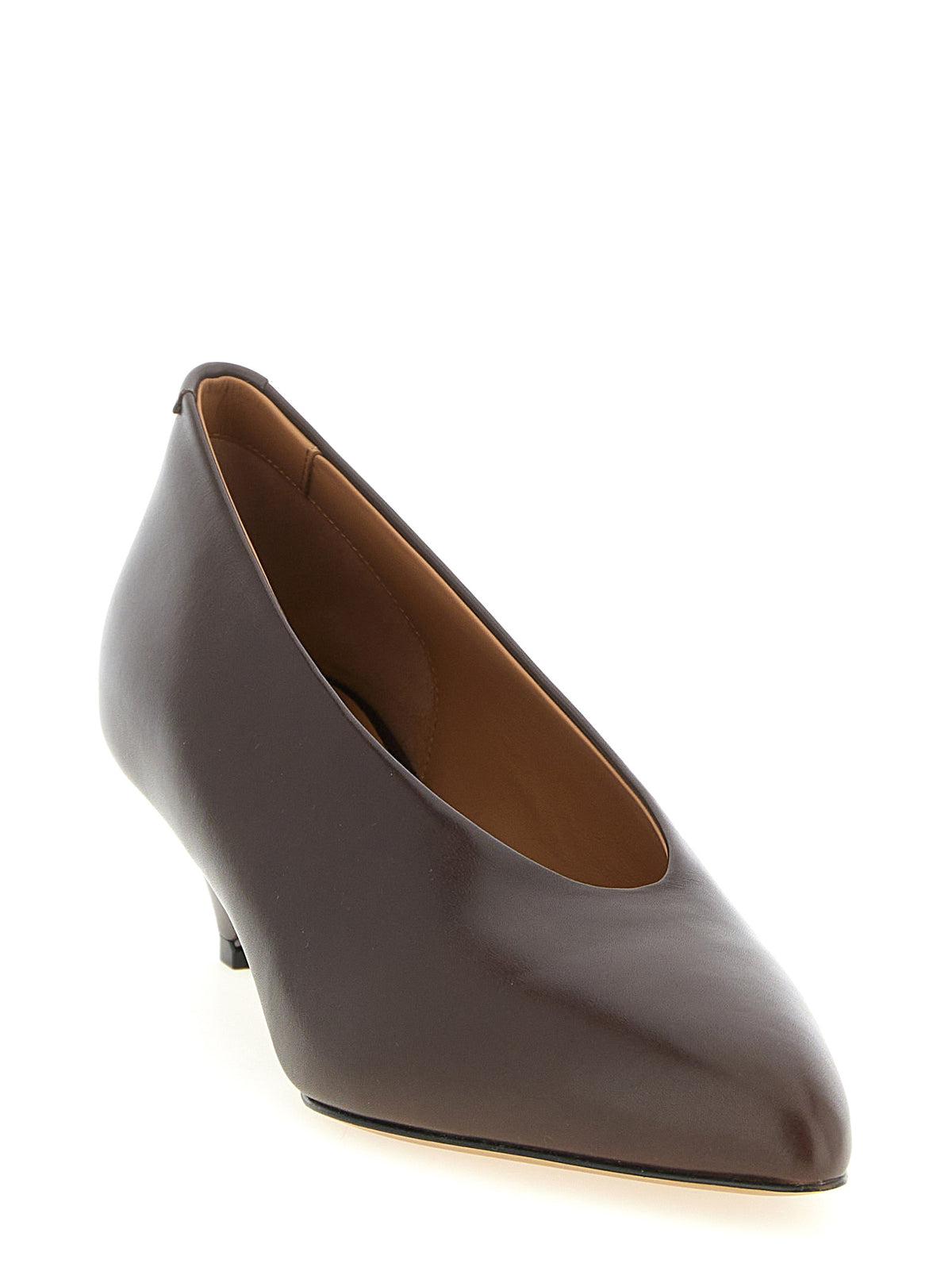 Escarpins Jil Sander en veau marron à talon mi-haut