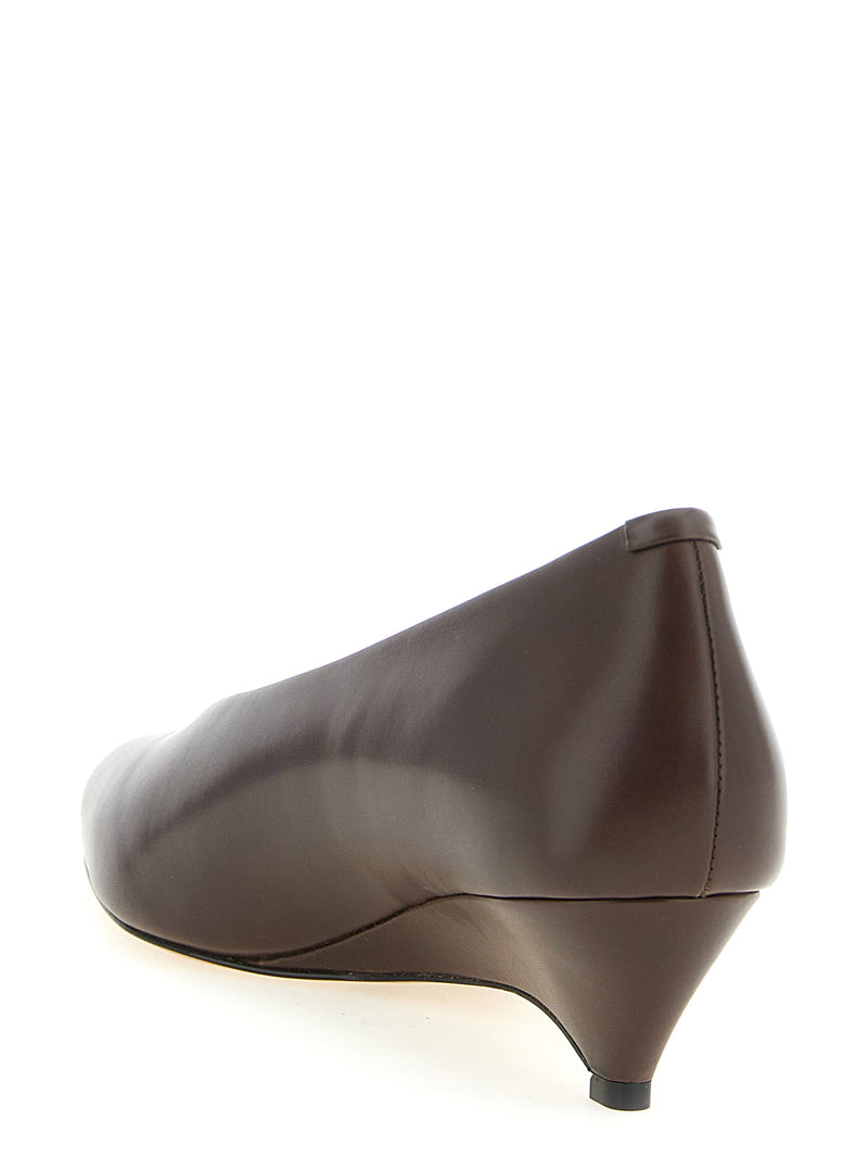 Escarpins Jil Sander en veau marron à talon mi-haut