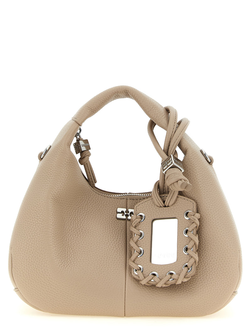 Ganni Mini Hobo Handbag in Beige - Chic & Sustainable