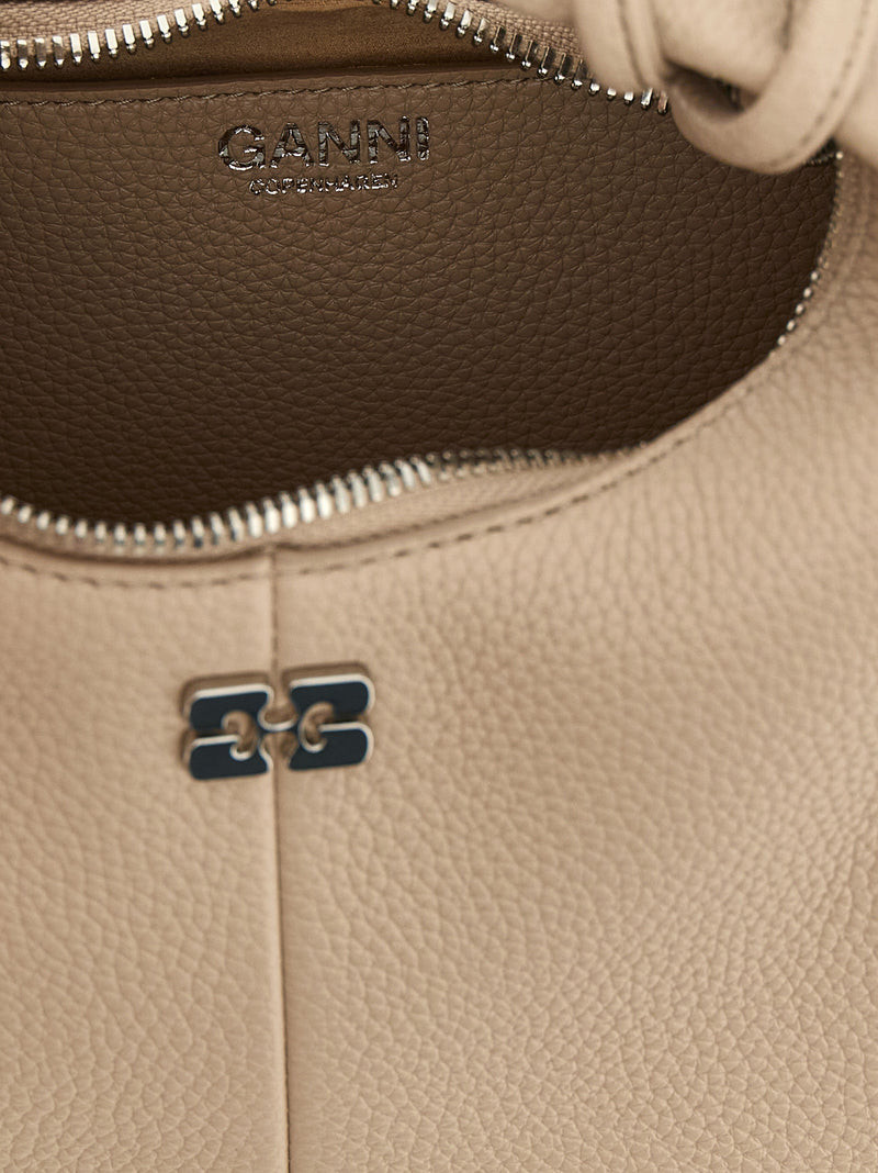 Ganni Mini Hobo Handbag in Beige - Chic & Sustainable