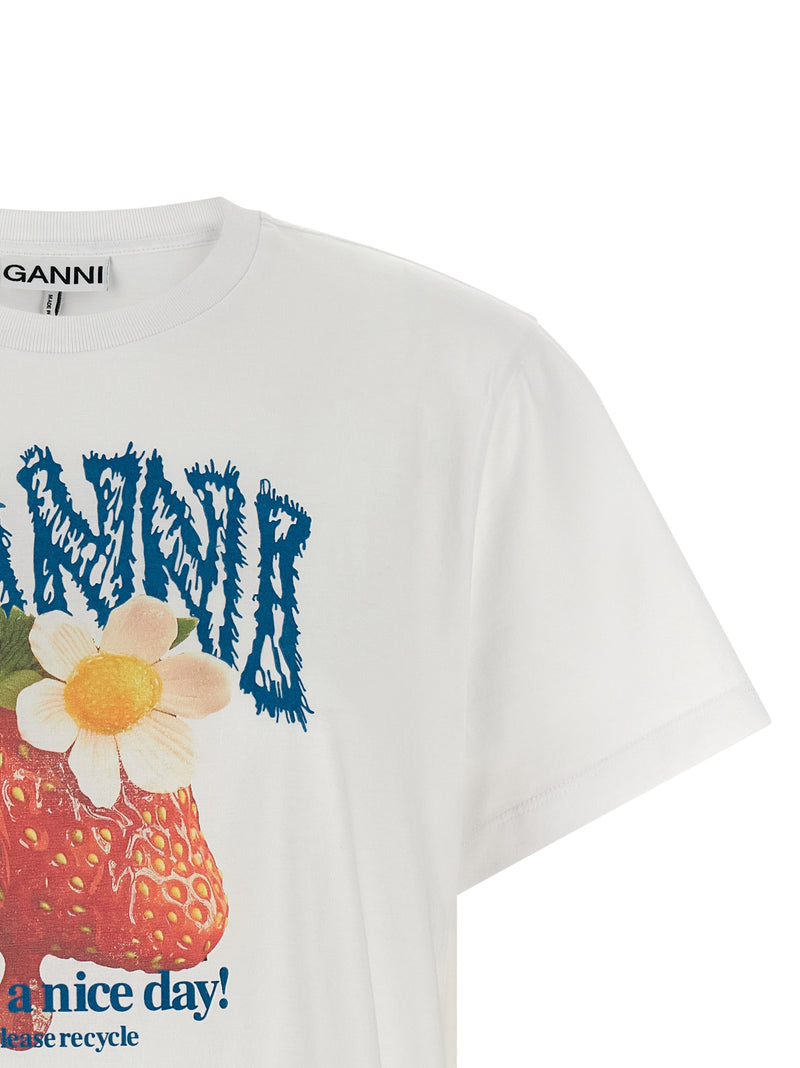 Ganni White Organic Cotton T-Shirt - Stylish & Sustainable