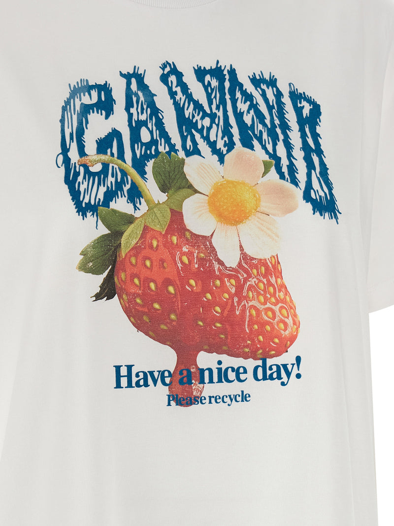 Ganni White Organic Cotton T-Shirt - Stylish & Sustainable