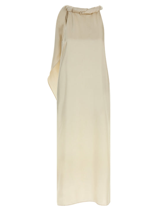 Robe midi en soie beige Loulou De Saison